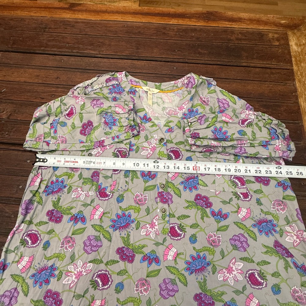 Matilda Jane Thinking Out Loud Floral Henley Blouse Gray Purple XXL Rayon Boho - Picture 6 of 9
